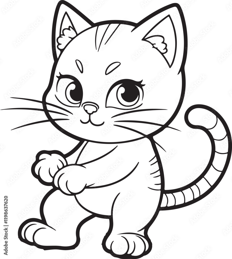 Obraz premium cat line art vector on white background