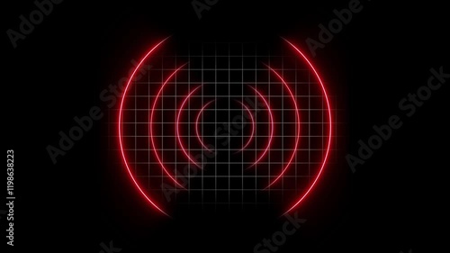 Abstract neon radar background. Searching process in futuristic interface.