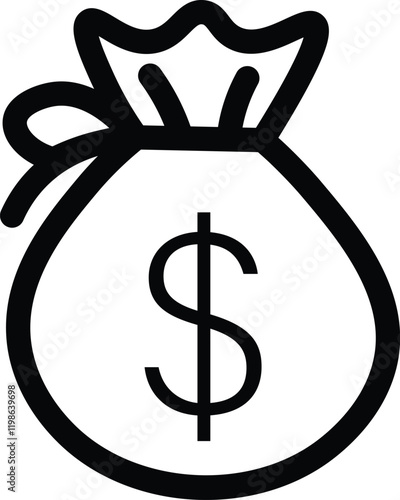  Money income line icon, black color, Pension fund, profit growth 