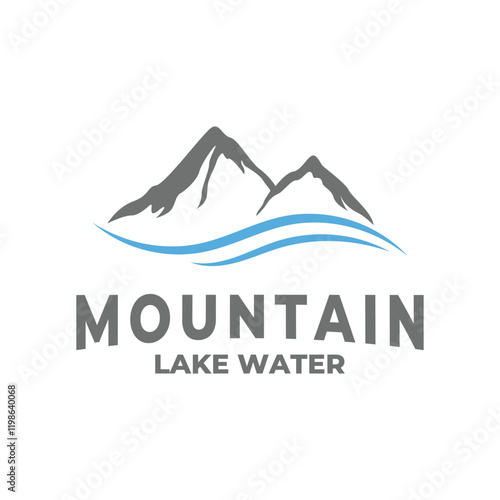 mountain lake water logo design concept idea
