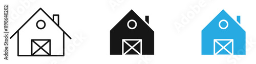 Barn icon black white vector outline