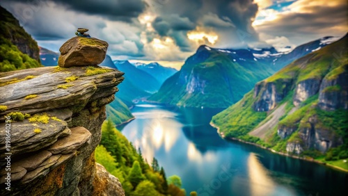 Miniature Geirangerfjord Landscape: Charming Troll Face Rock Formation