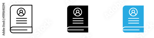Biography icon black white vector outline