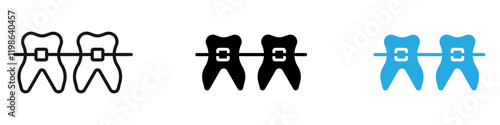 Braces icon black white vector outline