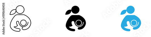 Breastfeeding icon black white vector outline