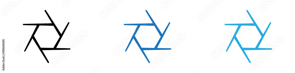 Camera shutter icon black white vector outline