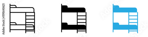 Bunk bed icon black white vector outline
