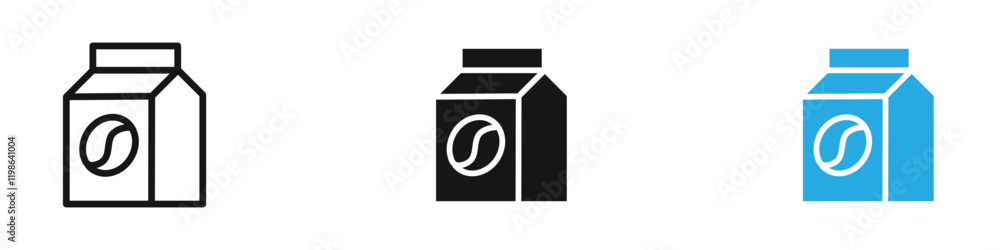 Coffee paper bag icon black white vector outline Coffee paper bag icon black white vector outline