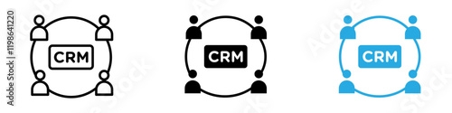 CRM icon black white vector outline