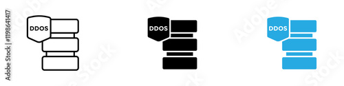 DDOS icon black white vector outline