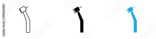 Dental drill icon black white vector outline