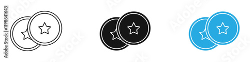 Earn point icon black white vector outline