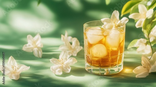 Refreshing Iced Tea with Jasmine Flowers