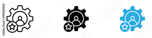 Employee skills icon black white vector outline