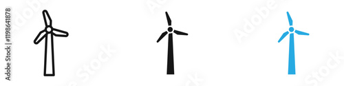 Eolic energy icon black white vector outline