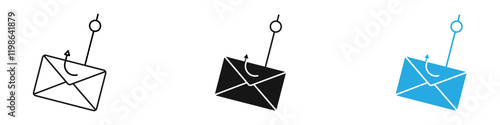 Email phishing icon black white vector outline