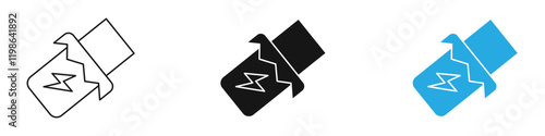 Energy bar icon black white vector outline