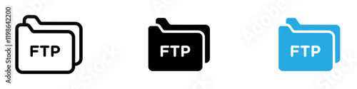 FTP icon black white vector outline