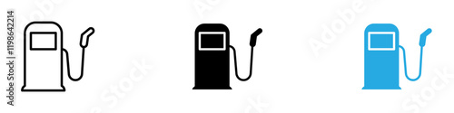 Gas station Icon black white vector outline