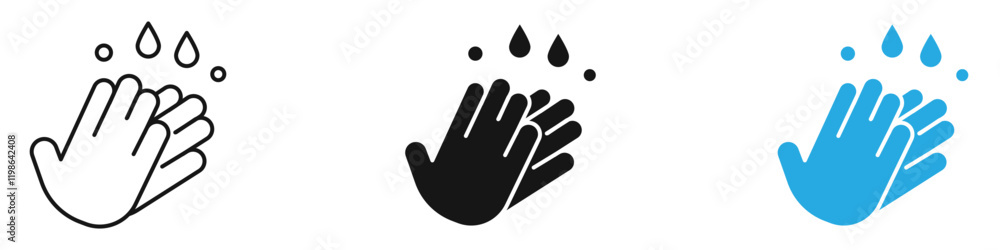 Obraz premium Hand wash icon black white vector outline