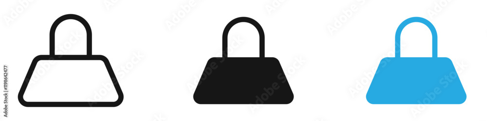 Handbag icon black white vector outline Handbag icon black white vector outline
