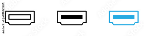HDMI icon black white vector outline