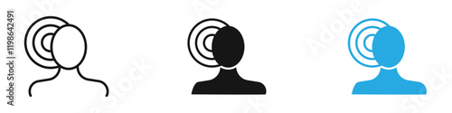 Headache icon icon black white vector outline