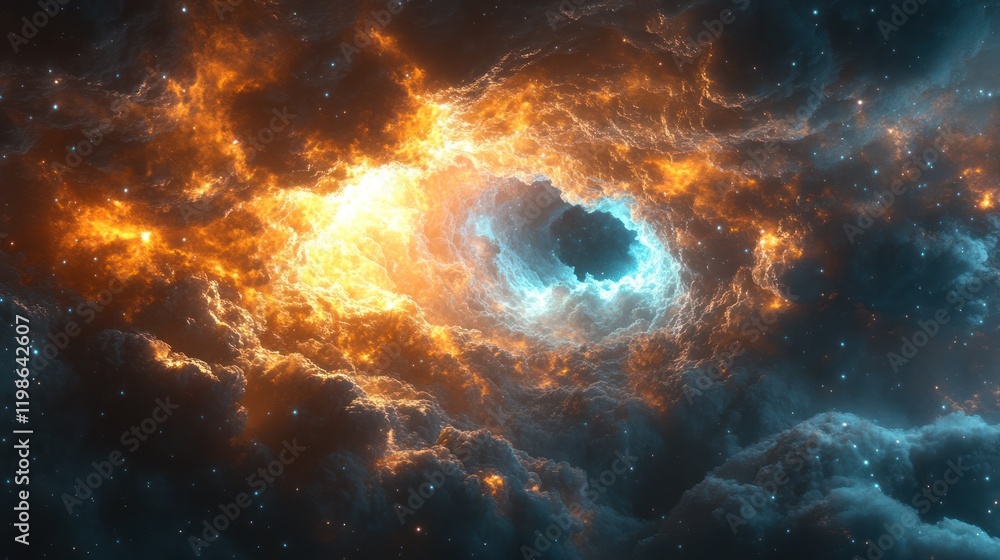 Fiery nebula cosmic cloudscape, space backdrop, digital art Fiery nebula cosmic cloudscape, space backdrop, digital art