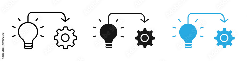 Implementation icon black white vector outline Implementation icon black white vector outline