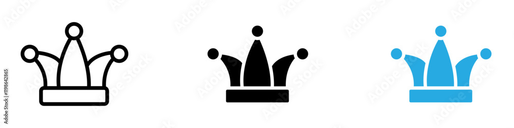 Fototapeta premium Joker hat icon black white vector outline