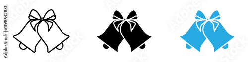 Jingle bell icon black white vector outline