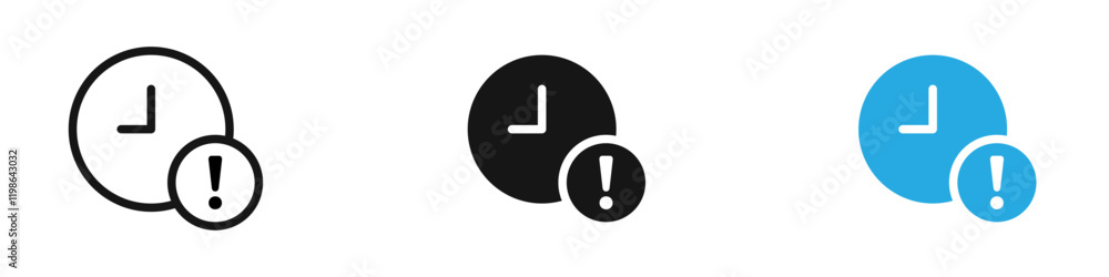 Late icon black white vector outline Late icon black white vector outline