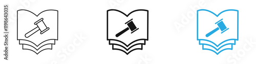 Law book icon black white vector outline