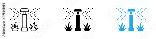 Lawn sprinkler icon black white vector outline