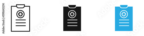Medical history icon black white vector outline