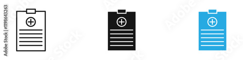Medical record icon black white vector outline