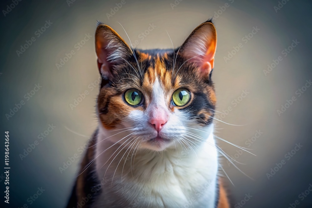 Minimalist Calico Cat Portrait: Generative AI Art, Soft Focus, Clean Background Minimalist Calico Cat Portrait: Generative AI Art, Soft Focus, Clean Background