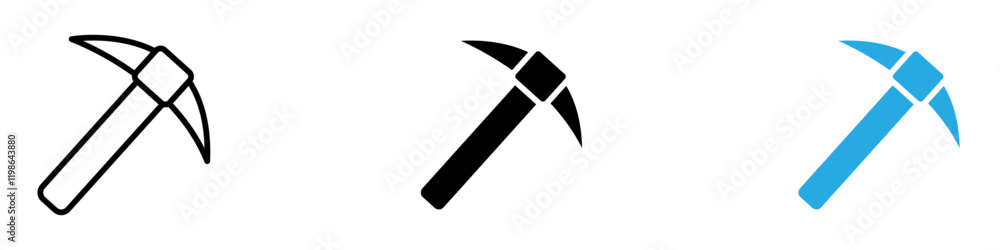 Pick axe icon black white vector outline Pick axe icon black white vector outline