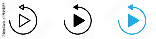 Playback icon black white vector outline
