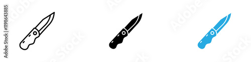 Pocket knife icon black white vector outline