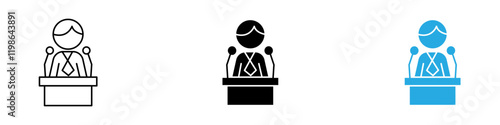 Politician speaker icon black white vector outline