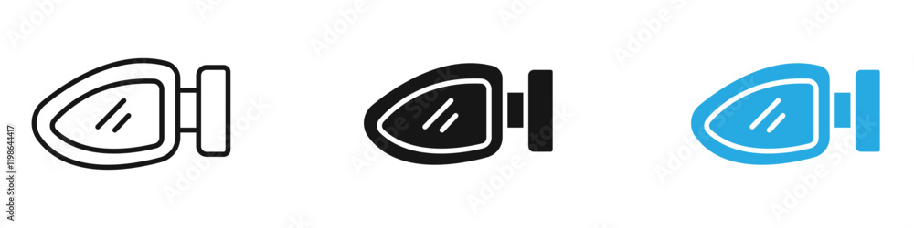 Side mirror icon black white vector outline Side mirror icon black white vector outline