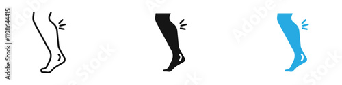 Shin pain icon black white vector outline