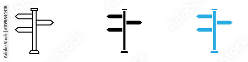 Signpost icon black white vector outline