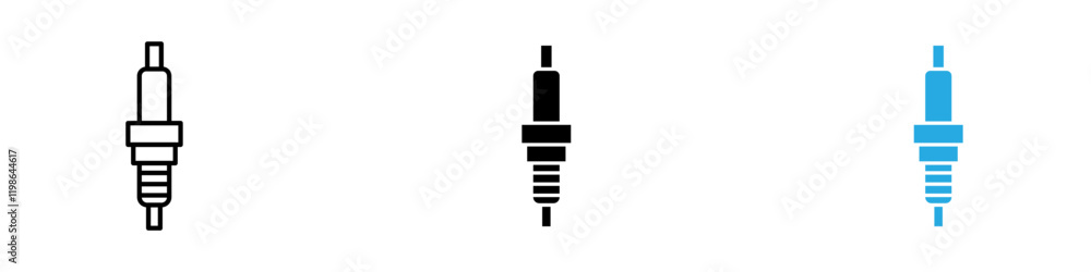 Spark plug icon black white vector outline Spark plug icon black white vector outline