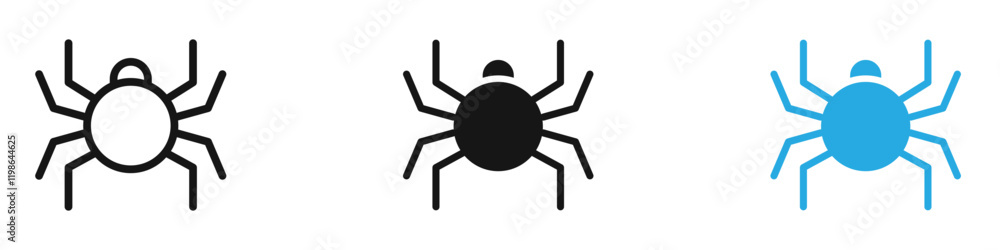 Spider icon black white vector outline Spider icon black white vector outline