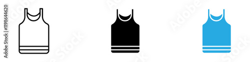 Sleeveless shirt icon black white vector outline