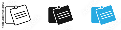 Sticky note icon black white vector outline