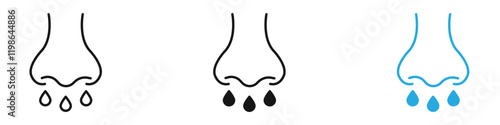 Stuffy nose icon black white vector outline