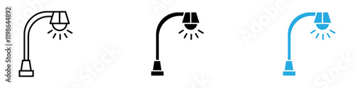 Street lamp icon black white vector outline